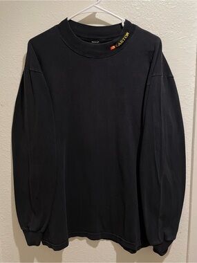 Easton Crewneck Sweatshirt Black Long Sleeve Collar Logo Embroidered Mens Large